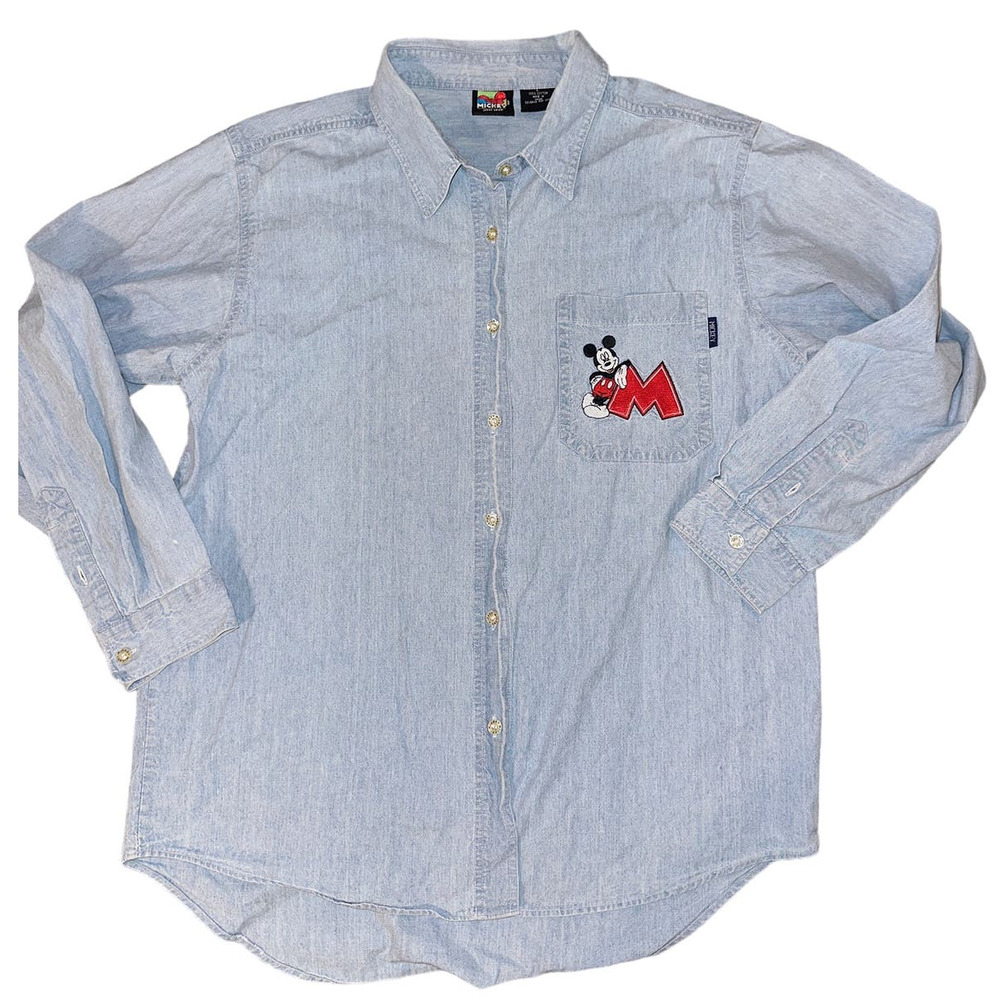 90's Disney Mickey Mouse Vintage‎ Denim Button Down Size: Large
